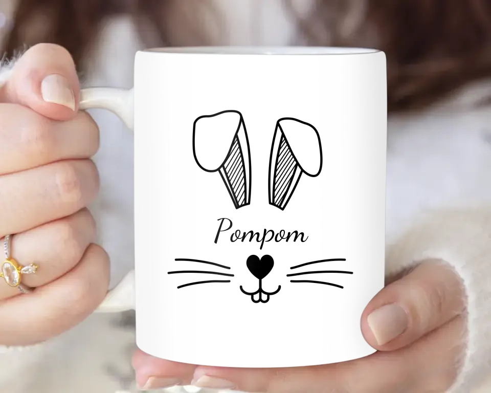 Visage de lapin avec prénom - Mug Personnalisé