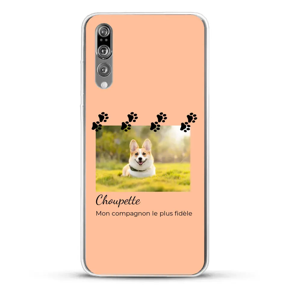 Vignette photo avec prénom et pattounes - Coque de téléphone personnalisée