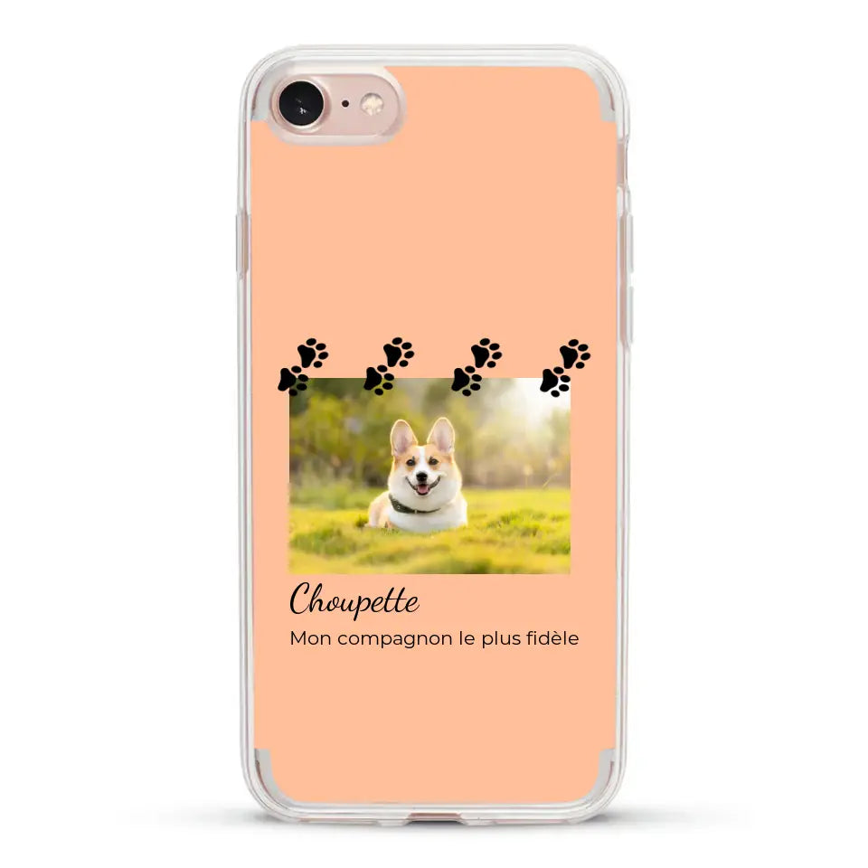 Vignette photo avec prénom et pattounes - Coque de téléphone personnalisée