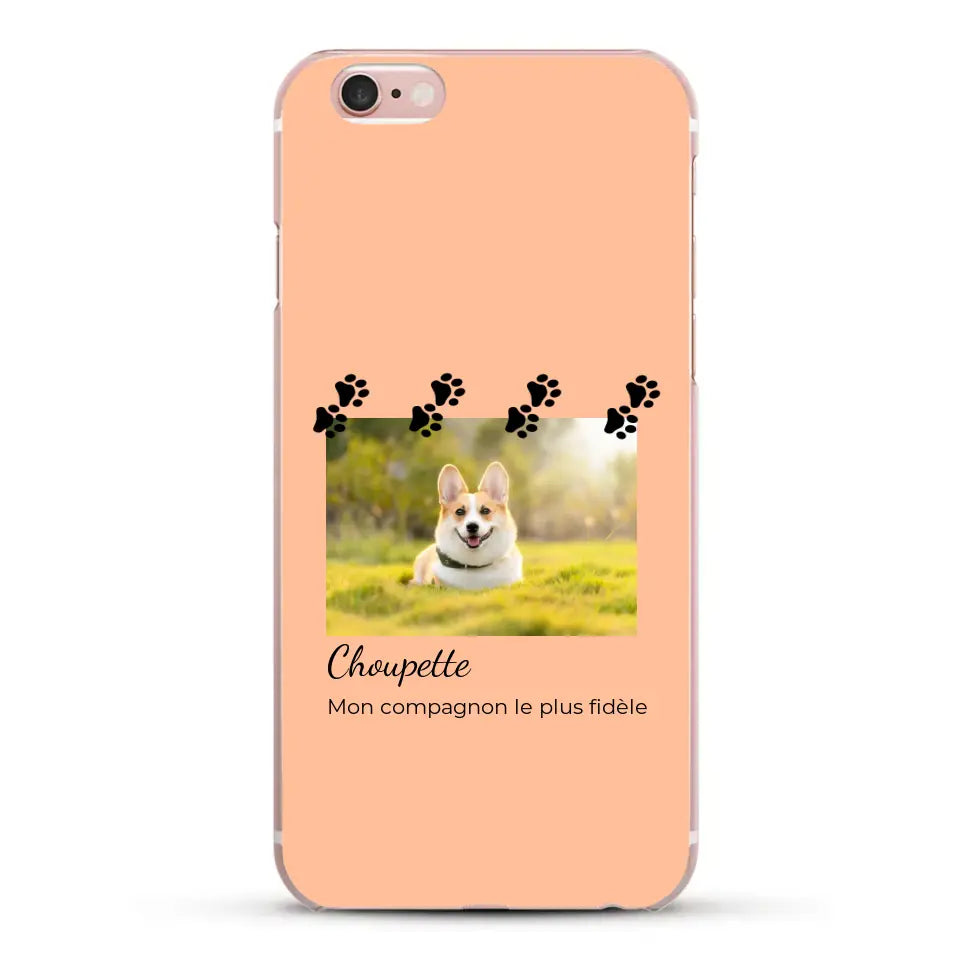 Vignette photo avec prénom et pattounes - Coque de téléphone personnalisée