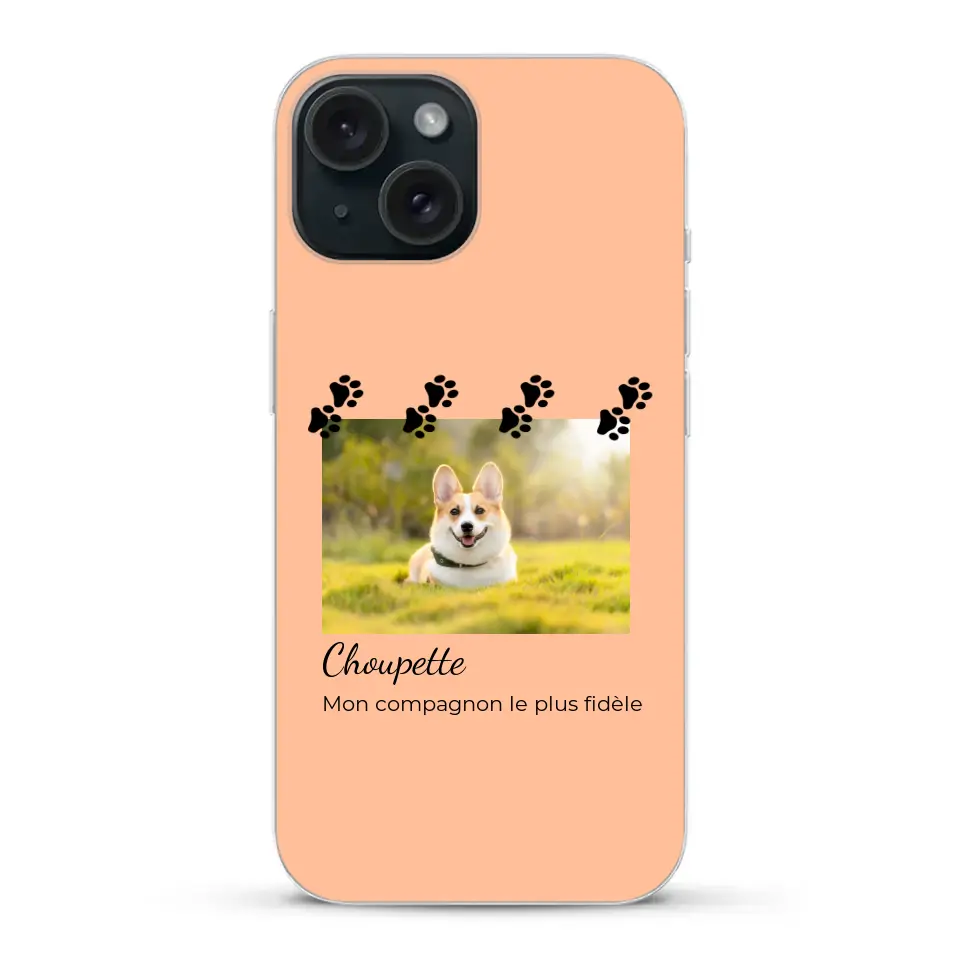 Vignette photo avec prénom et pattounes - Coque de téléphone personnalisée