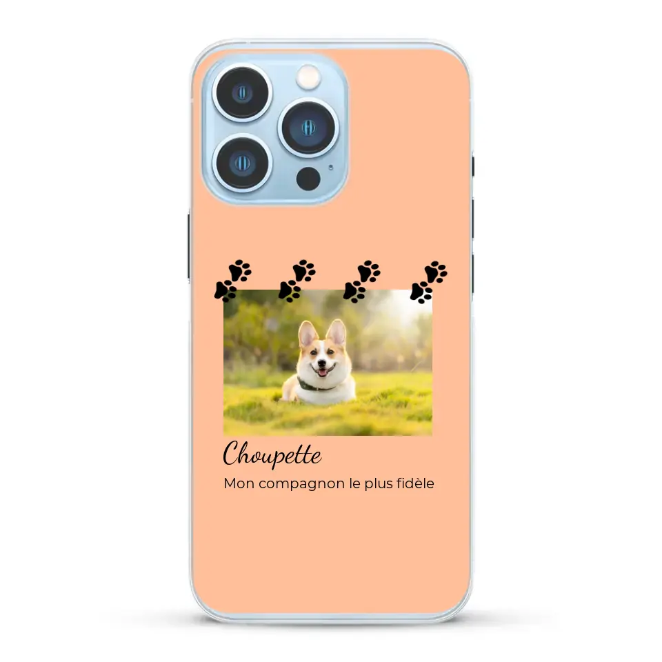 Vignette photo avec prénom et pattounes - Coque de téléphone personnalisée