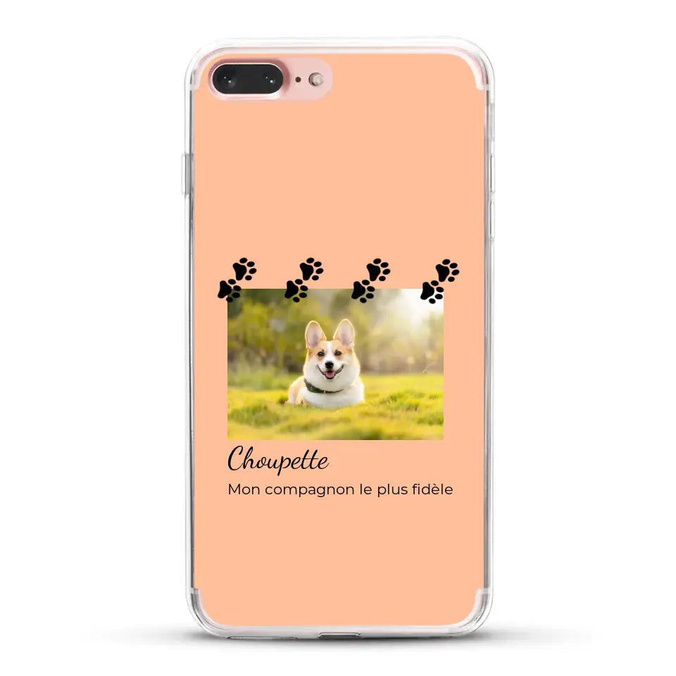 Vignette photo avec prénom et pattounes - Coque de téléphone personnalisée
