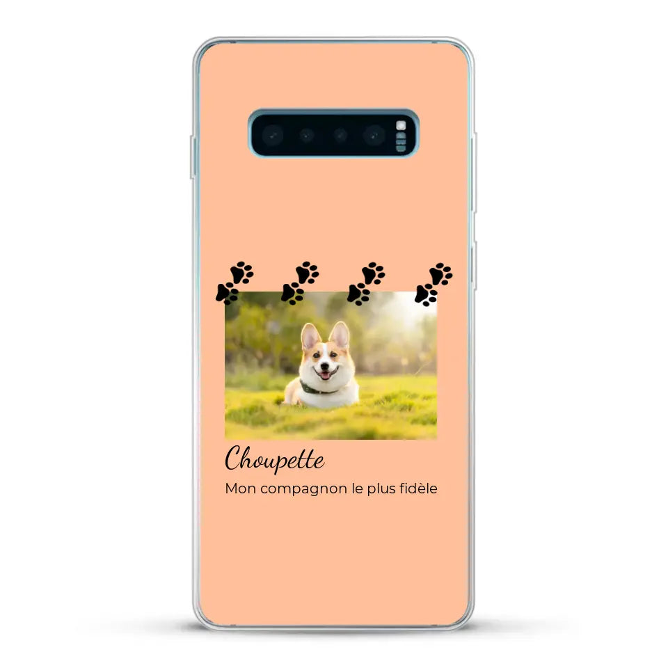 Vignette photo avec prénom et pattounes - Coque de téléphone personnalisée