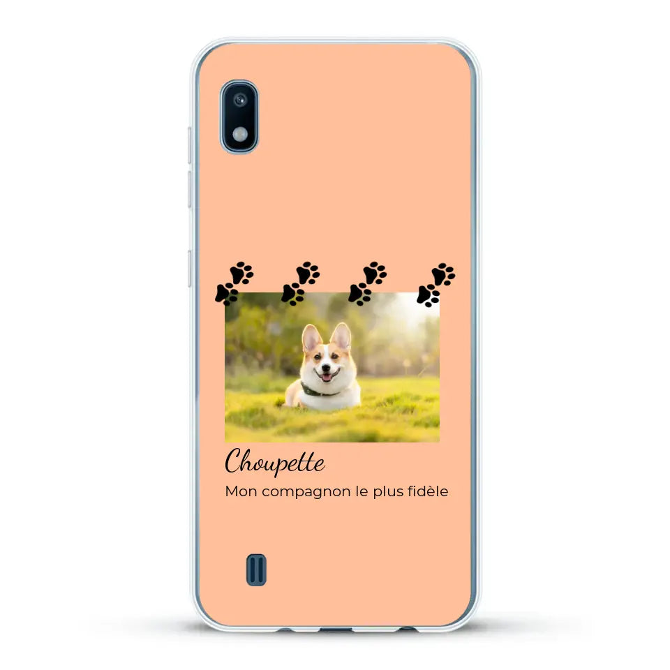 Vignette photo avec prénom et pattounes - Coque de téléphone personnalisée