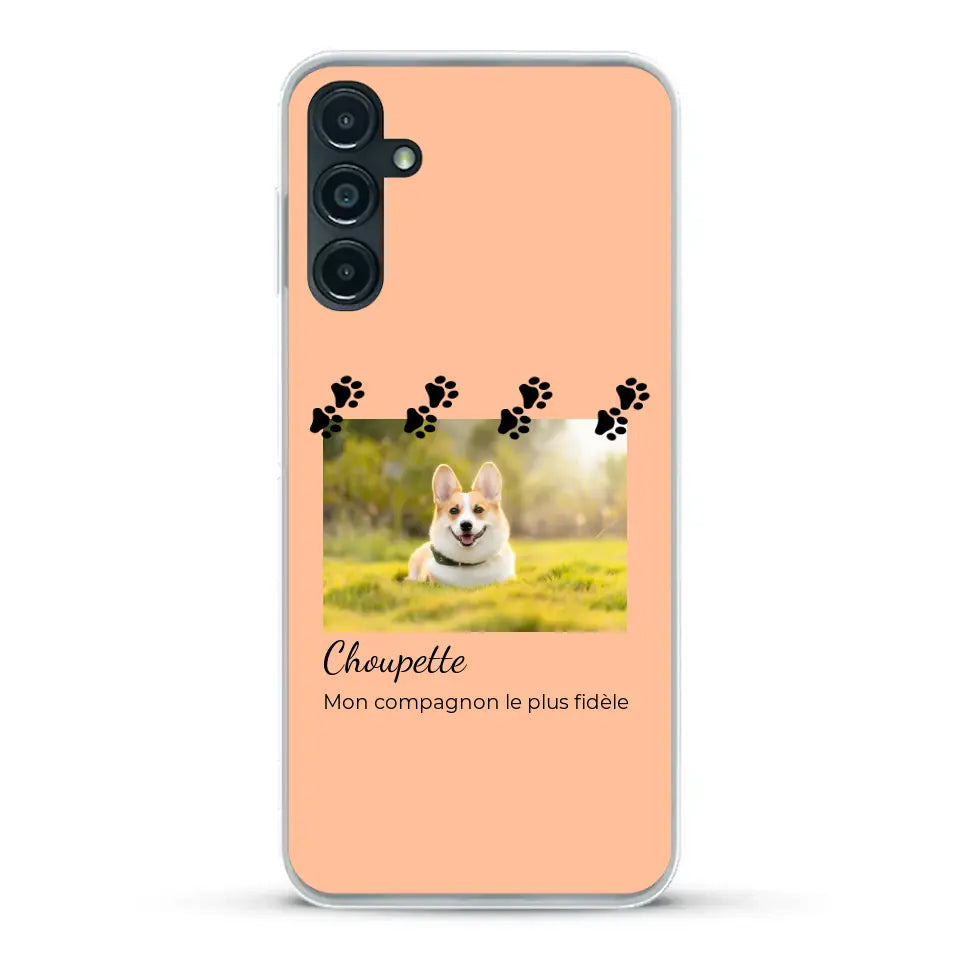 Vignette photo avec prénom et pattounes - Coque de téléphone personnalisée