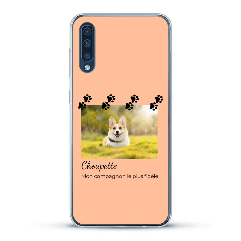 Vignette photo avec prénom et pattounes - Coque de téléphone personnalisée
