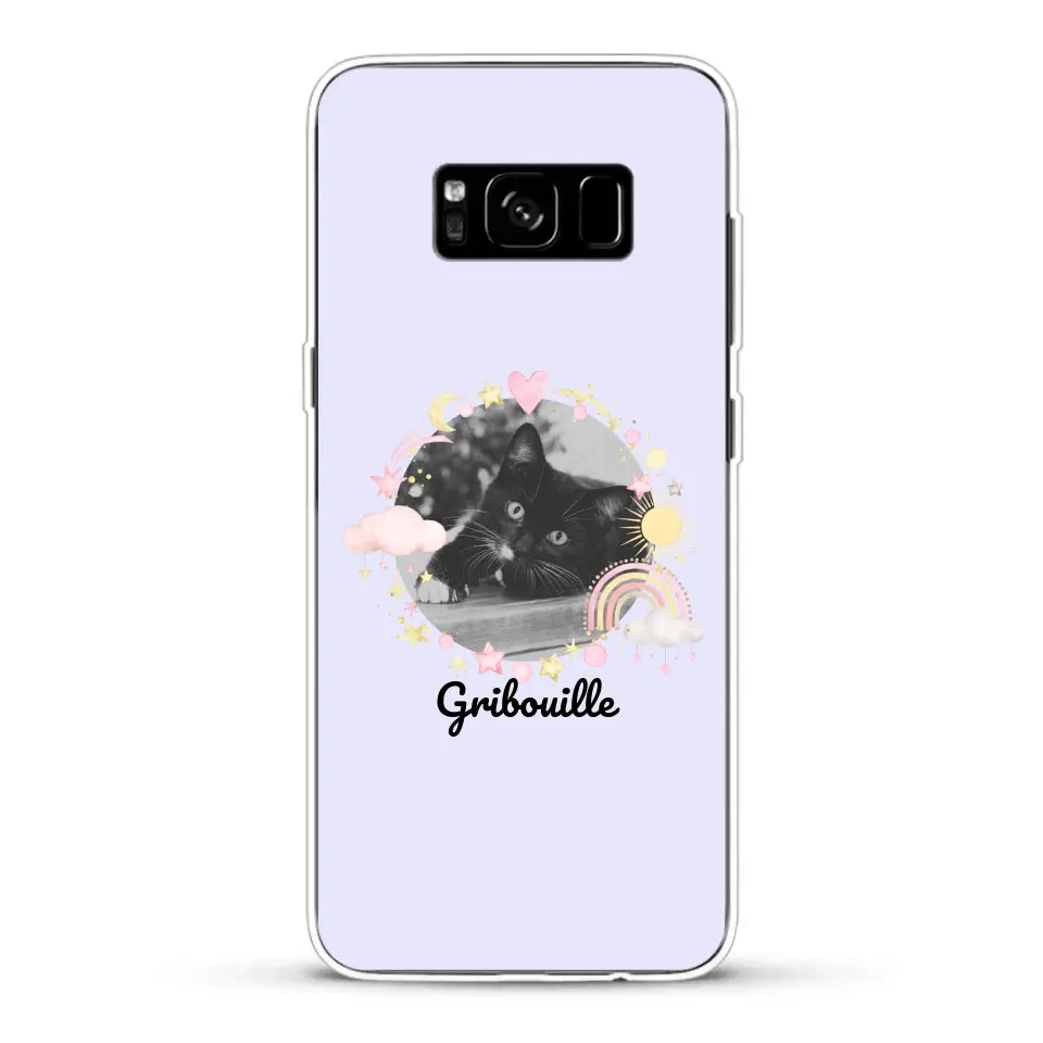 Photo noir et blanc cercle avec décoration - Coque de téléphone personnalisée