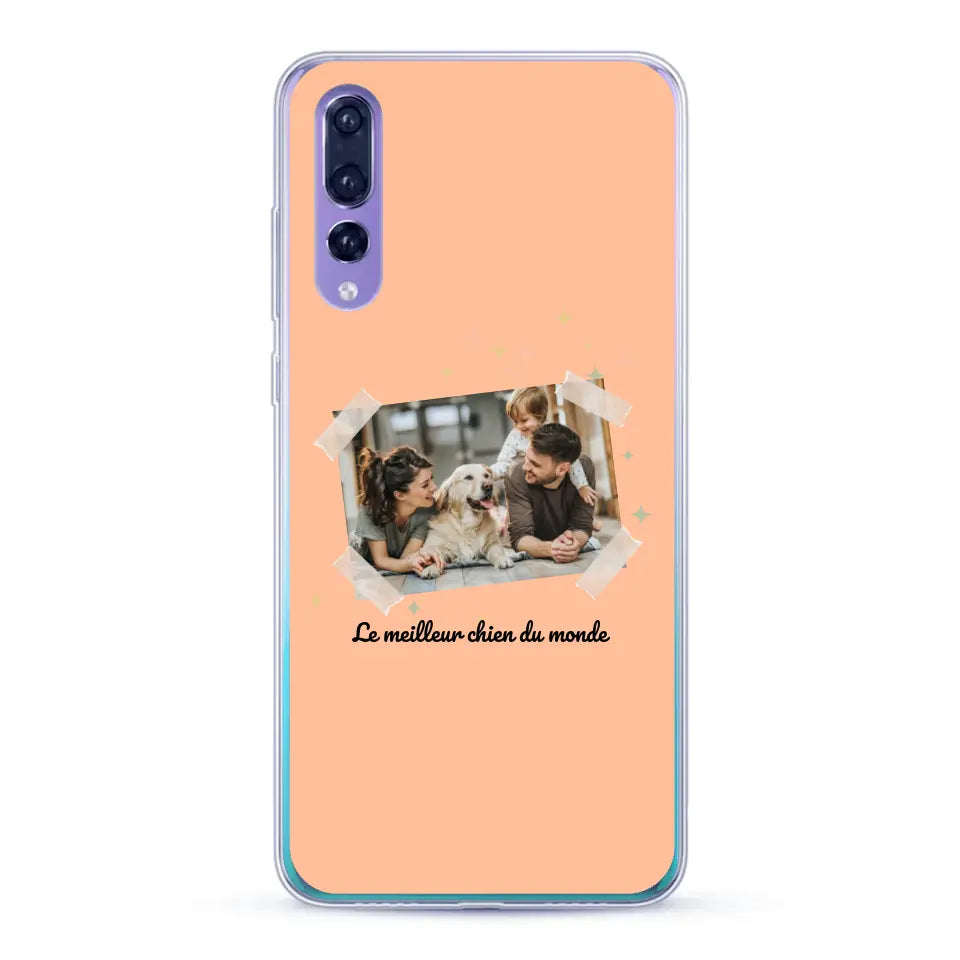 Photo scotchée "le meilleur chien du monde" - Coque de téléphone personnalisée