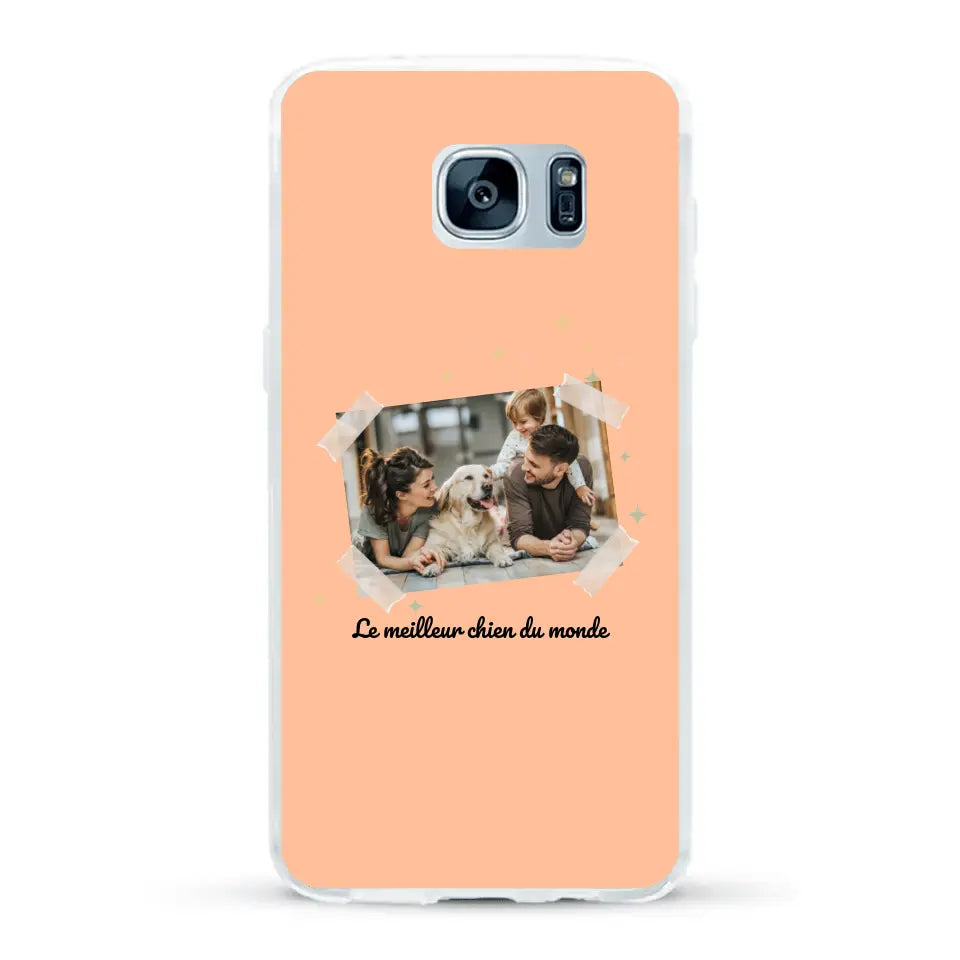 Photo scotchée "le meilleur chien du monde" - Coque de téléphone personnalisée