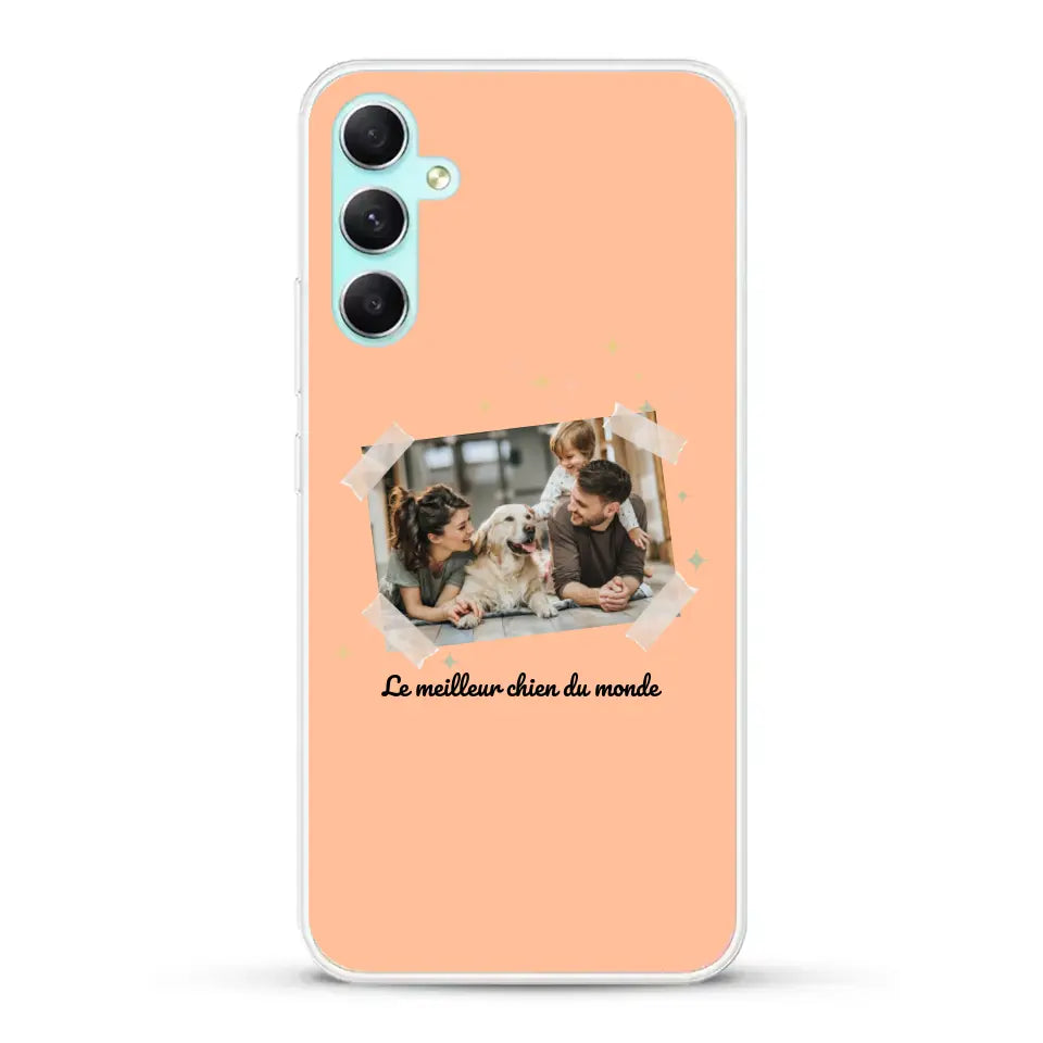 Photo scotchée "le meilleur chien du monde" - Coque de téléphone personnalisée