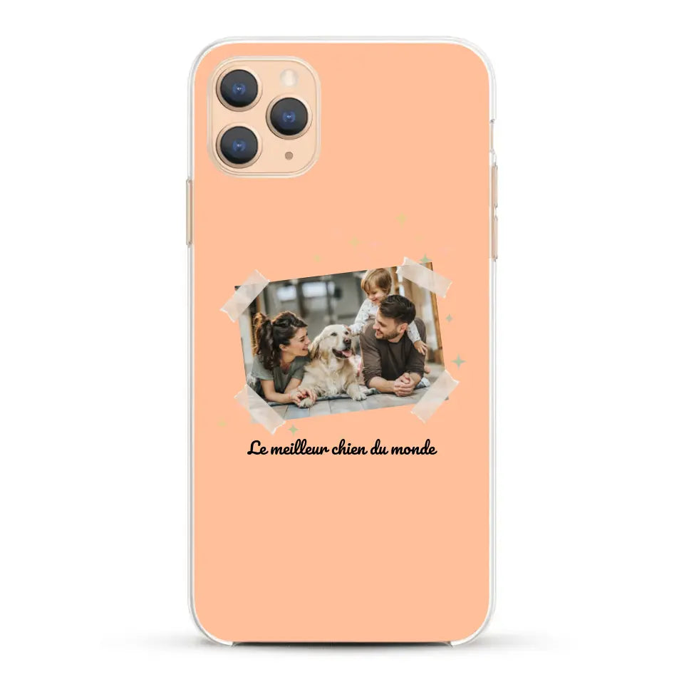 Photo scotchée "le meilleur chien du monde" - Coque de téléphone personnalisée