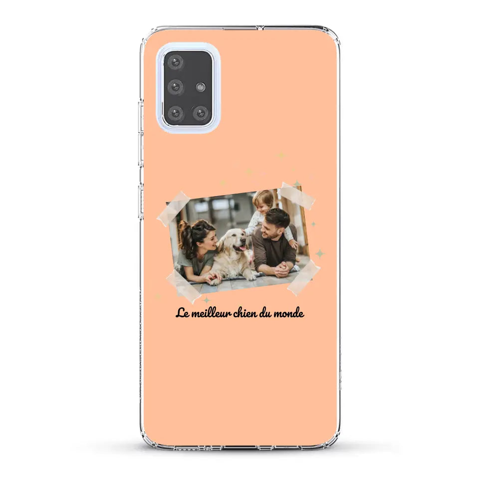 Photo scotchée "le meilleur chien du monde" - Coque de téléphone personnalisée