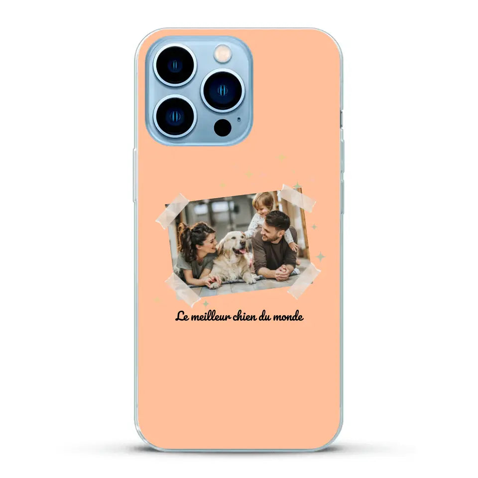 Photo scotchée "le meilleur chien du monde" - Coque de téléphone personnalisée