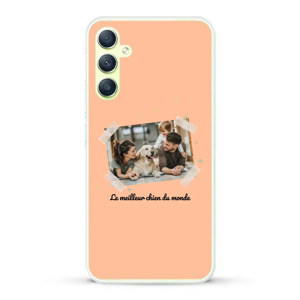 Photo scotchée "le meilleur chien du monde" - Coque de téléphone personnalisée