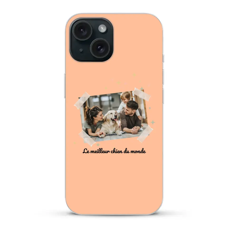 Photo scotchée "le meilleur chien du monde" - Coque de téléphone personnalisée