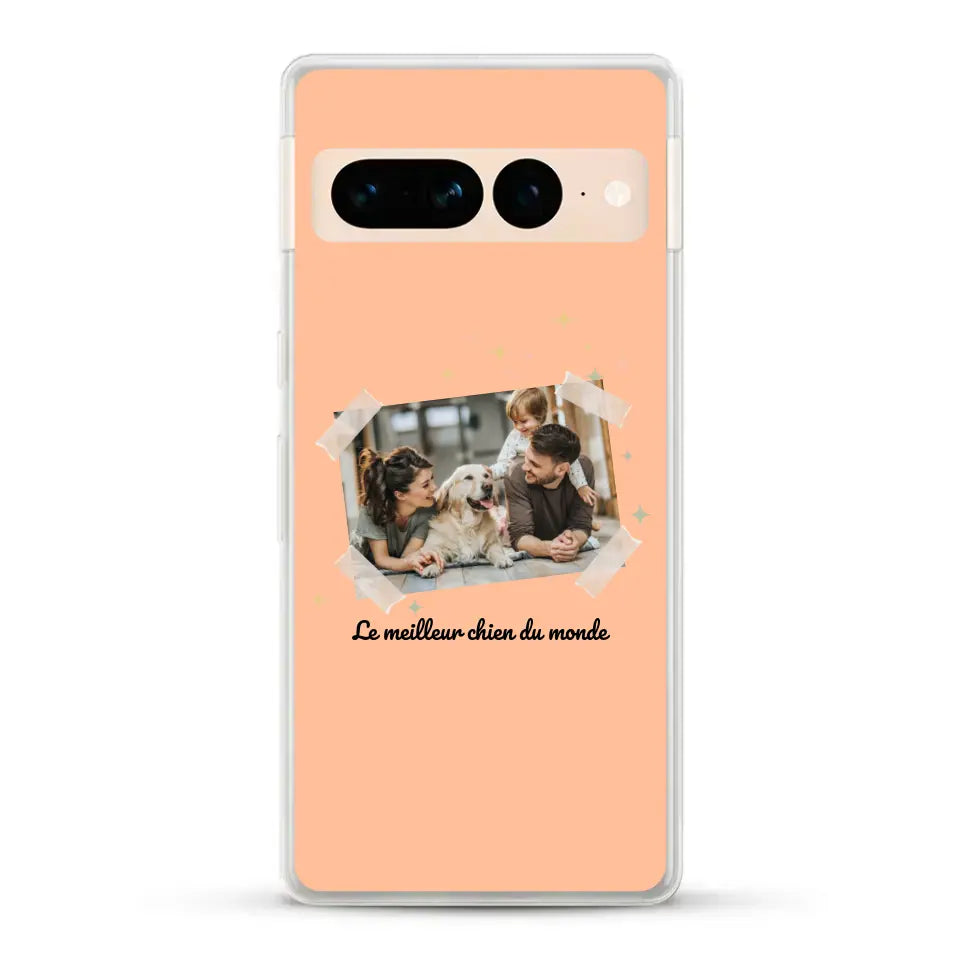 Photo scotchée "le meilleur chien du monde" - Coque de téléphone personnalisée
