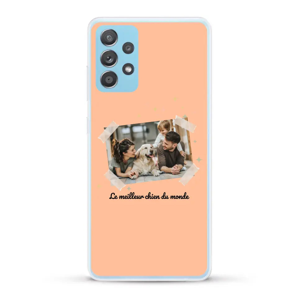 Photo scotchée "le meilleur chien du monde" - Coque de téléphone personnalisée