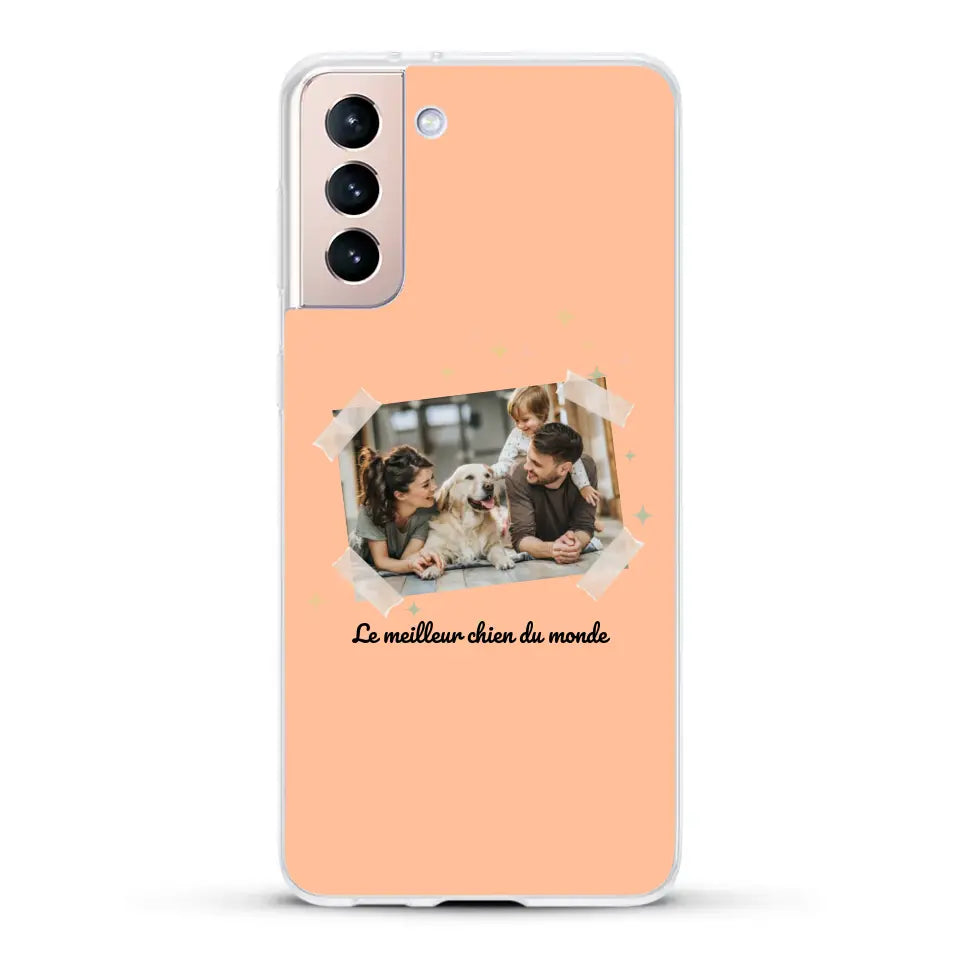Photo scotchée "le meilleur chien du monde" - Coque de téléphone personnalisée