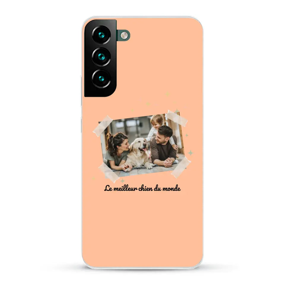 Photo scotchée "le meilleur chien du monde" - Coque de téléphone personnalisée