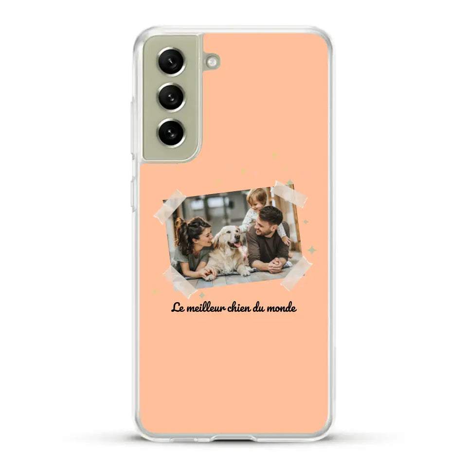 Photo scotchée "le meilleur chien du monde" - Coque de téléphone personnalisée