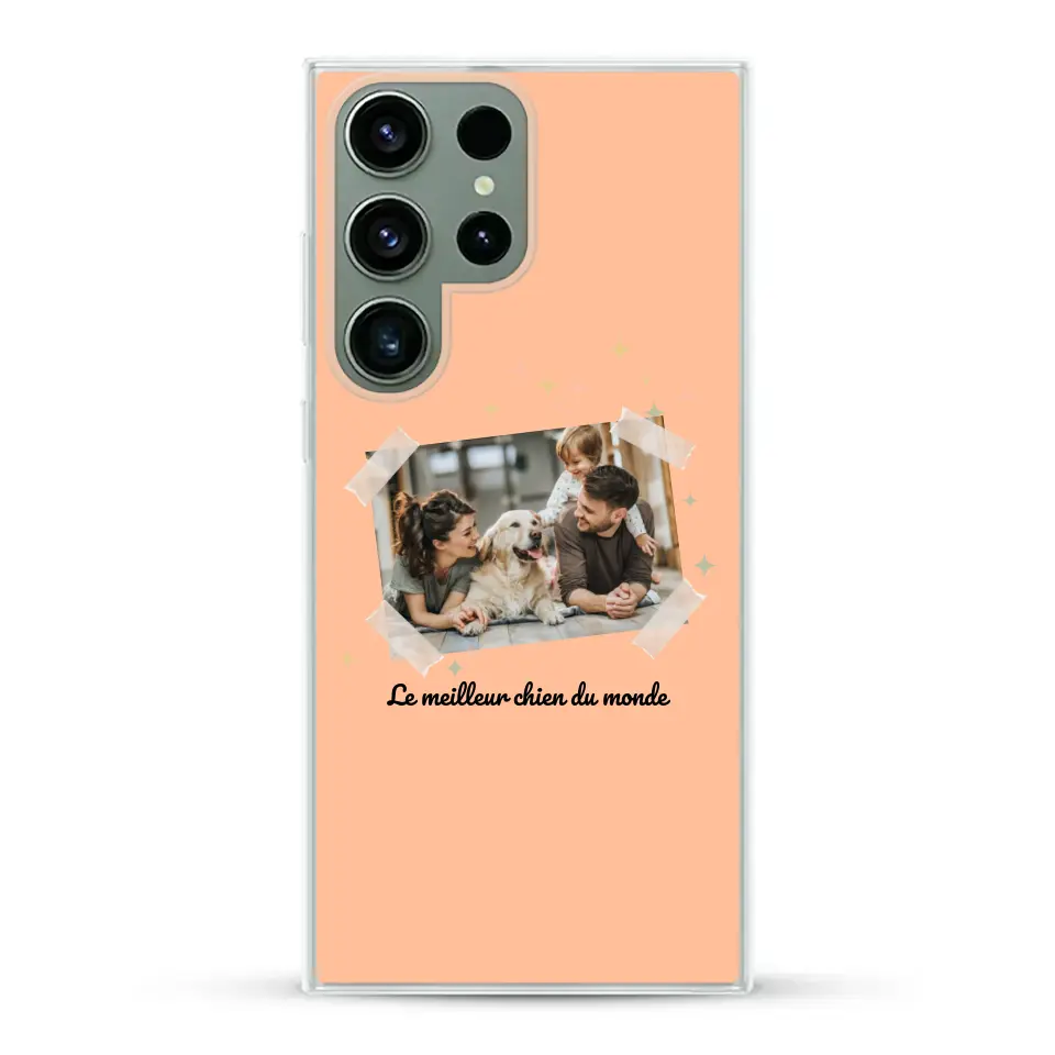 Photo scotchée "le meilleur chien du monde" - Coque de téléphone personnalisée
