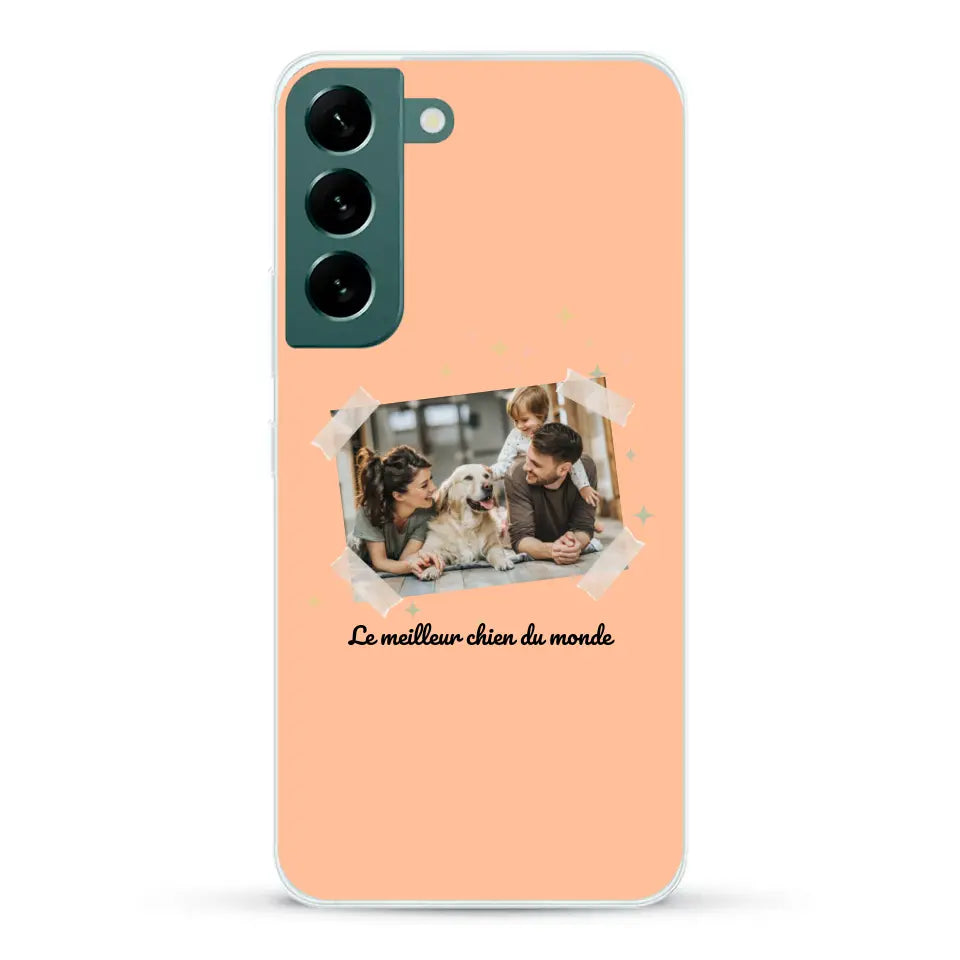 Photo scotchée "le meilleur chien du monde" - Coque de téléphone personnalisée