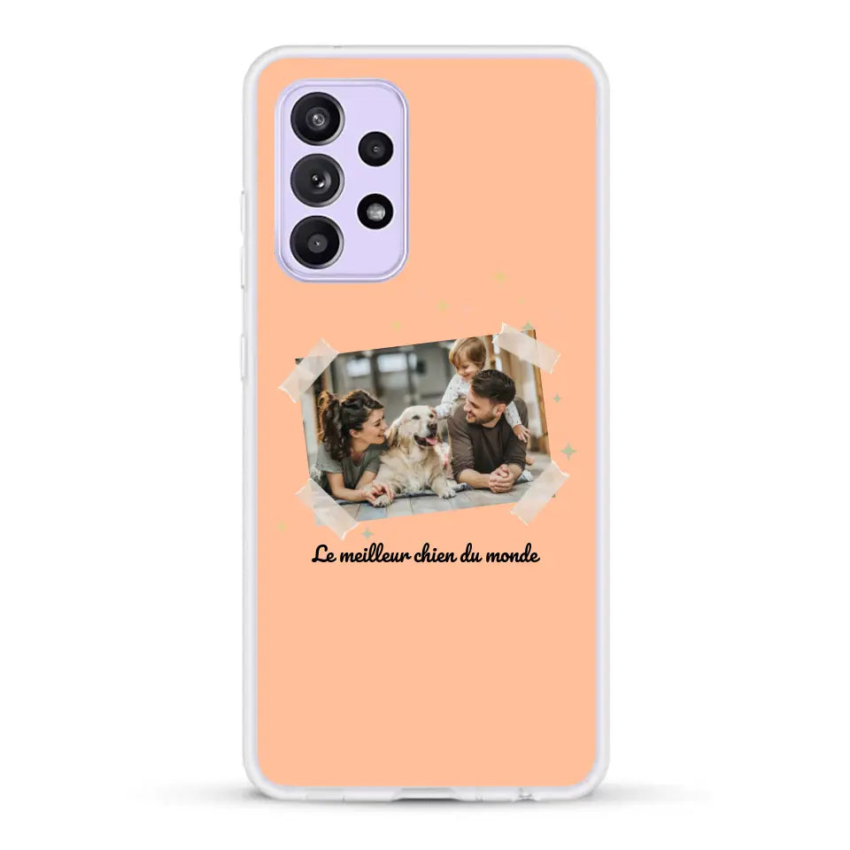 Photo scotchée "le meilleur chien du monde" - Coque de téléphone personnalisée