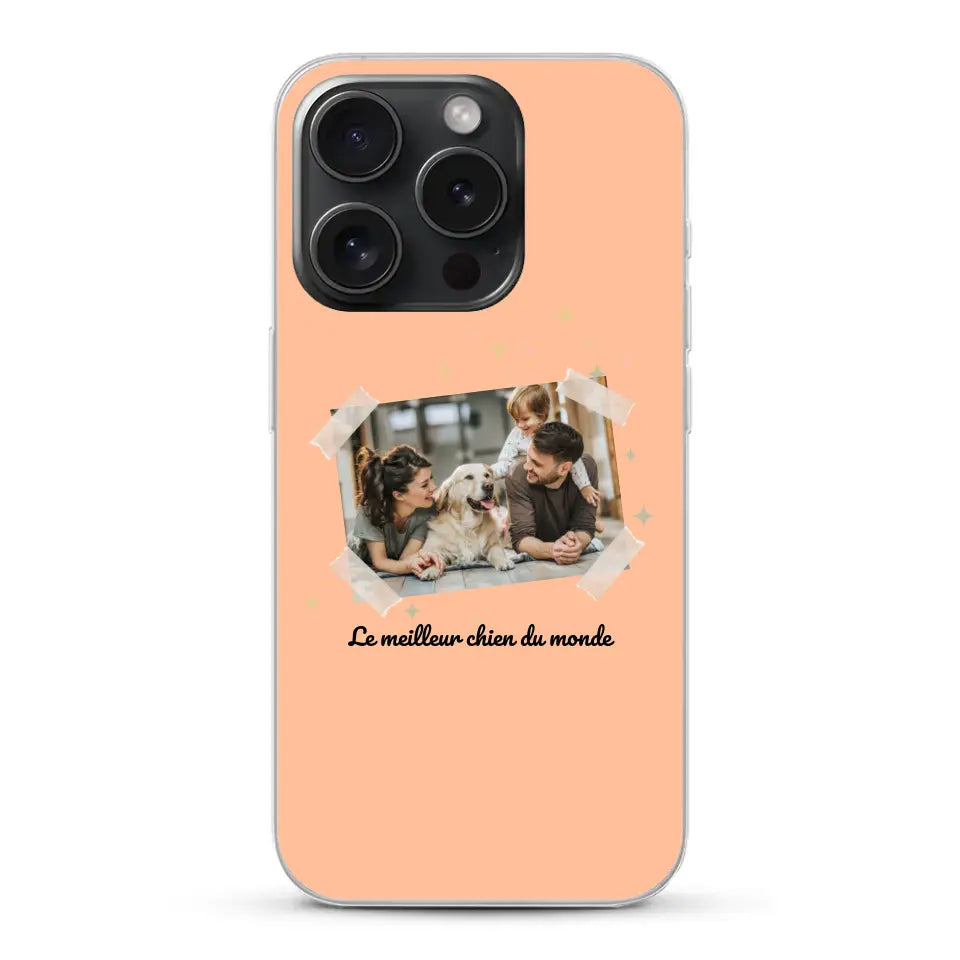 Photo scotchée "le meilleur chien du monde" - Coque de téléphone personnalisée