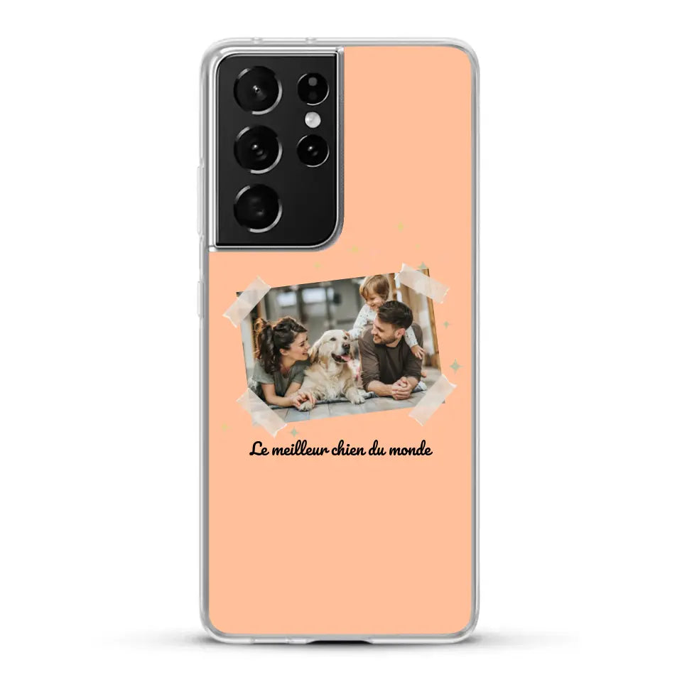 Photo scotchée "le meilleur chien du monde" - Coque de téléphone personnalisée