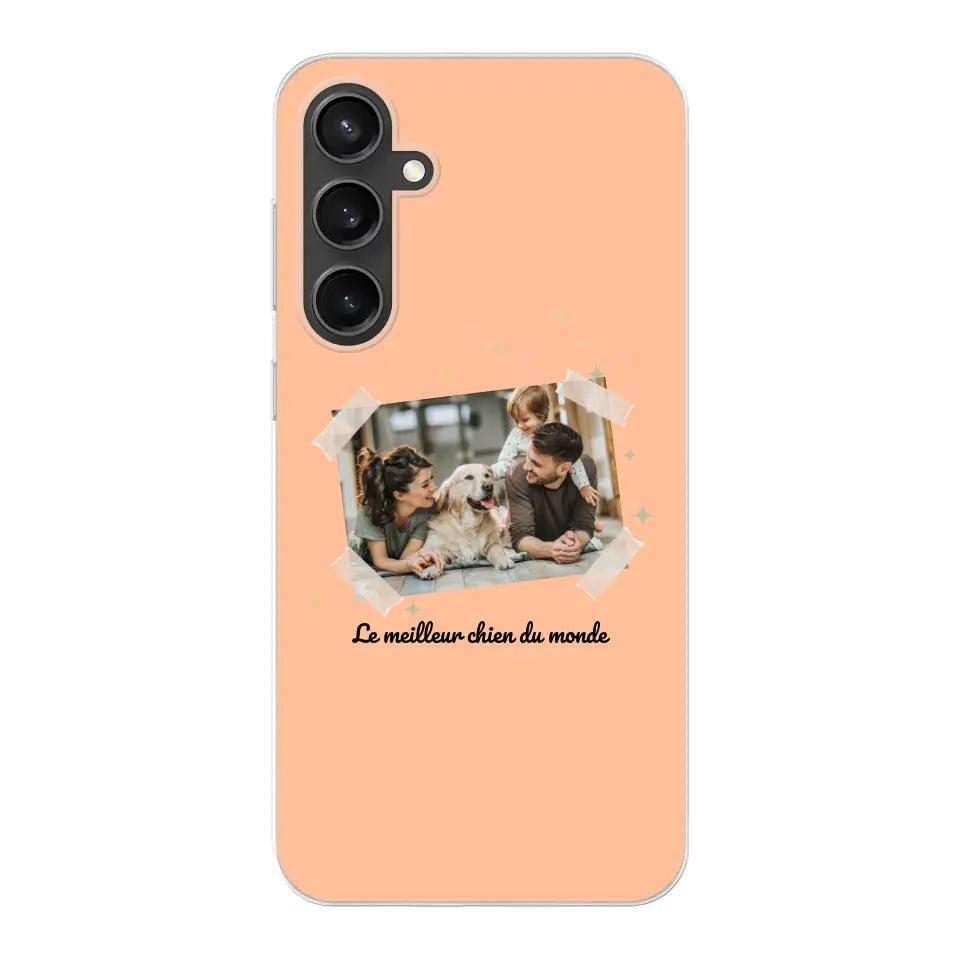 Photo scotchée "le meilleur chien du monde" - Coque de téléphone personnalisée