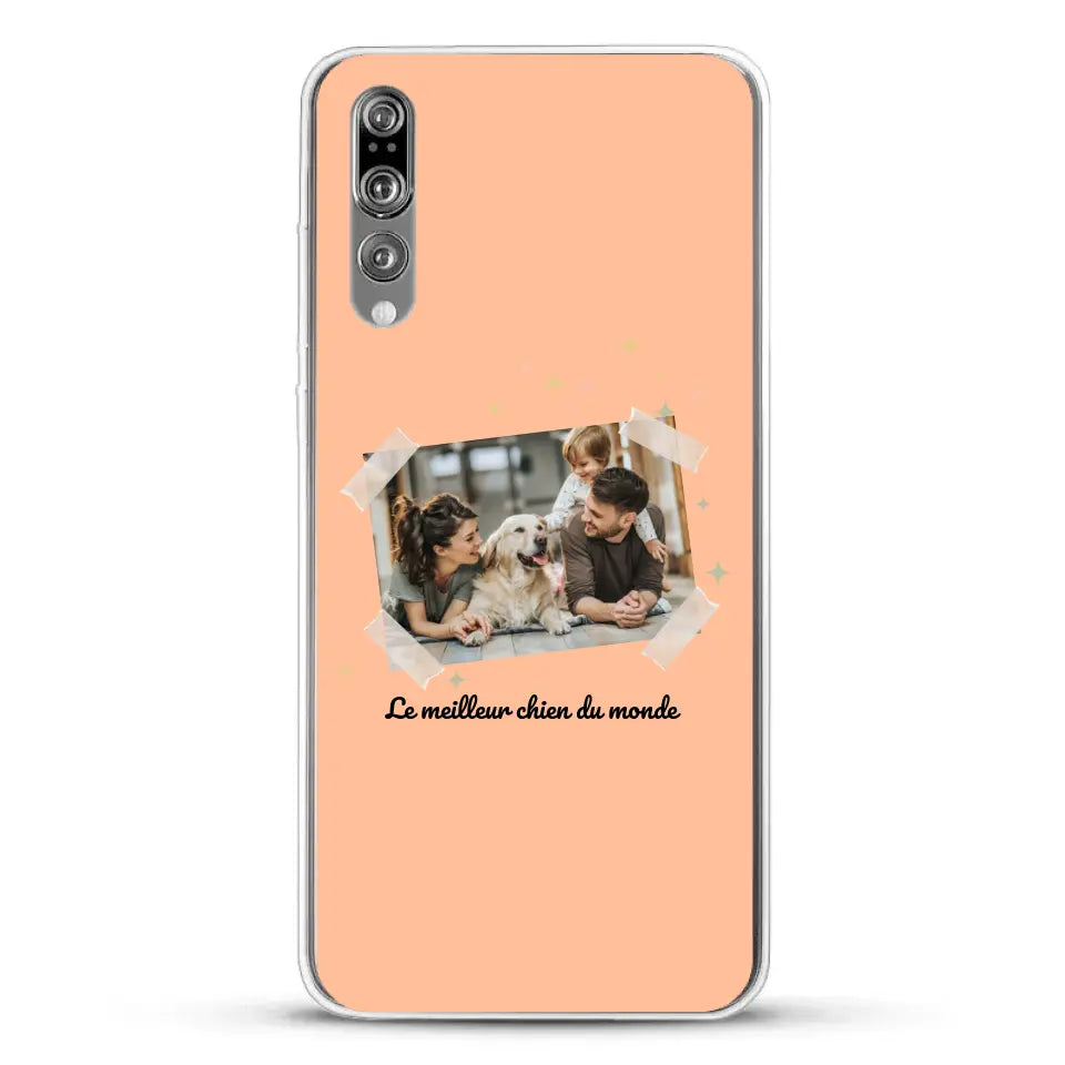 Photo scotchée "le meilleur chien du monde" - Coque de téléphone personnalisée