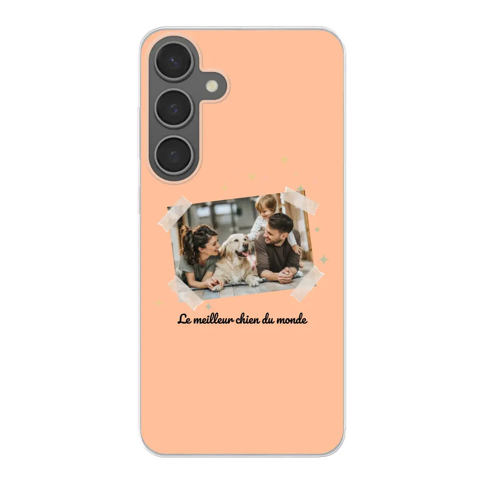 Photo scotchée "le meilleur chien du monde" - Coque de téléphone personnalisée