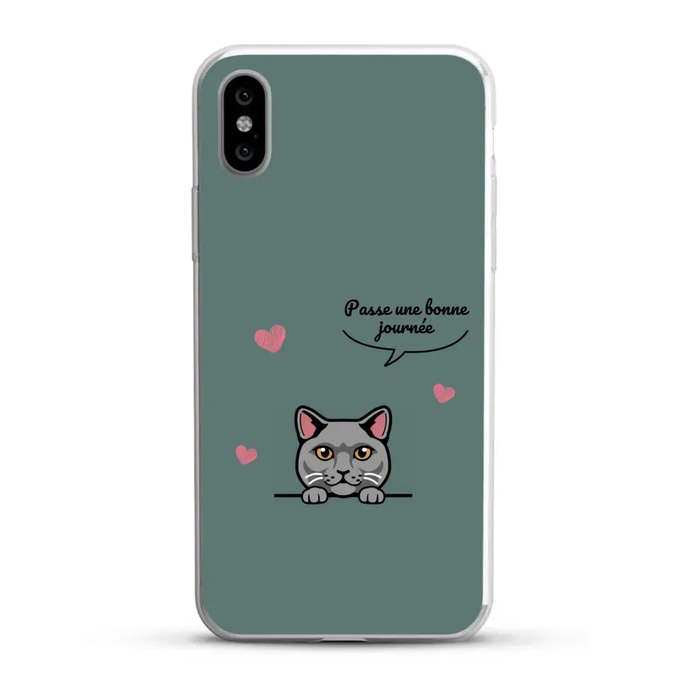 Le chat passe une bonne journée - Coque de téléphone personnalisée