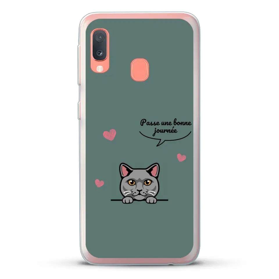 Le chat passe une bonne journée - Coque de téléphone personnalisée