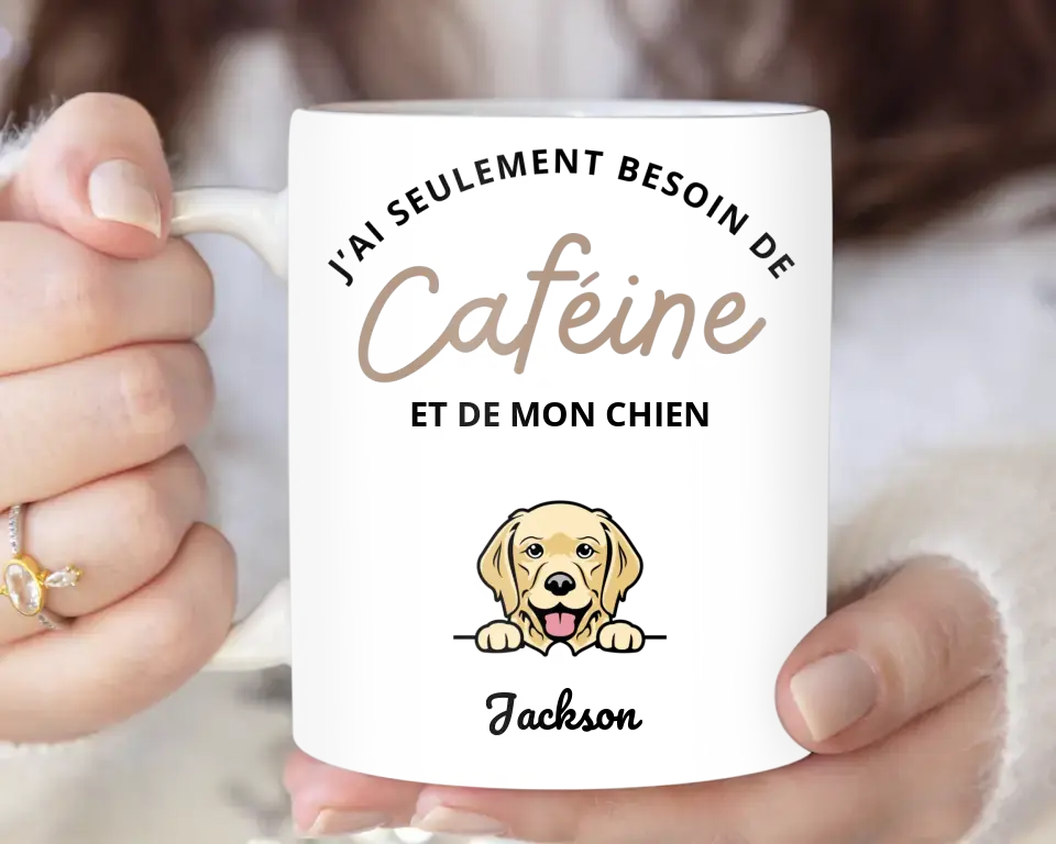 Besoin caféine et de mon chien - Mug Personnalisé