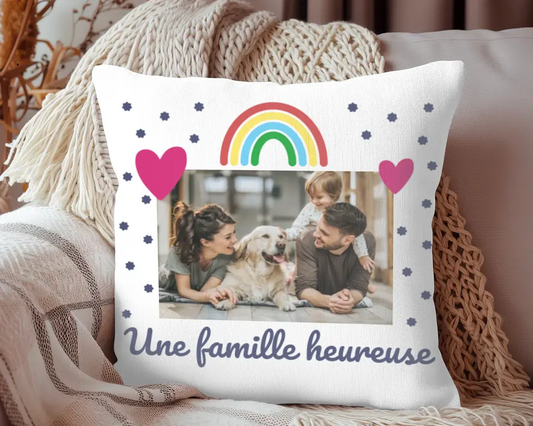 Une famille heureuse - Coussin personnalisé