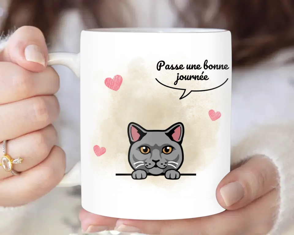 Bulle Passe une bonne journée avec chat - Mug Personnalisé