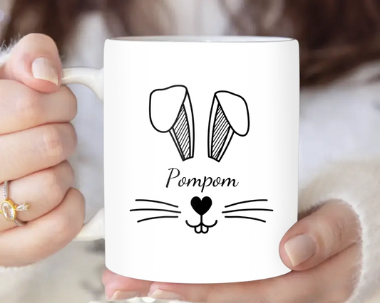 Visage de lapin avec prénom - Mug Personnalisé