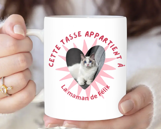 Cette tasse appartient à la maman de + prénom - Mug Personnalisé