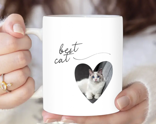 Photo coeur best cat - Mug Personnalisé