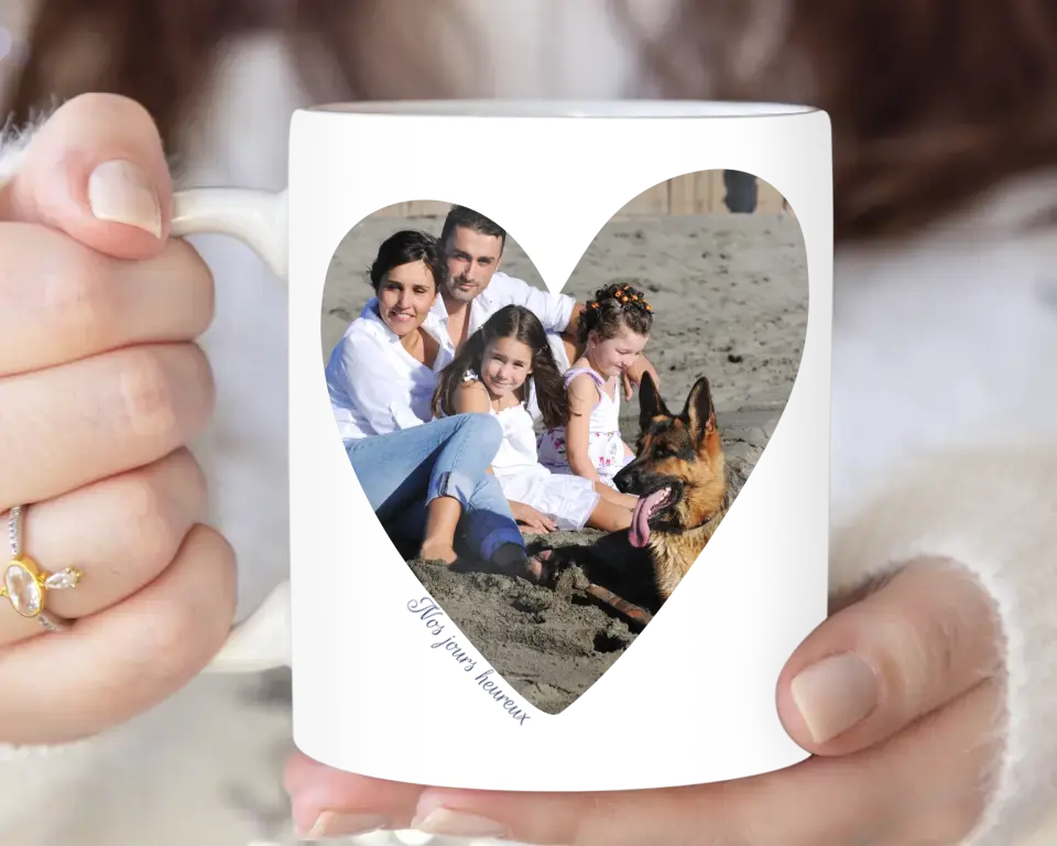 Photo coeur nos jours heureux - Mug Personnalisé