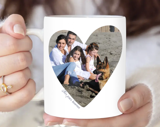 Photo coeur nos jours heureux - Mug Personnalisé