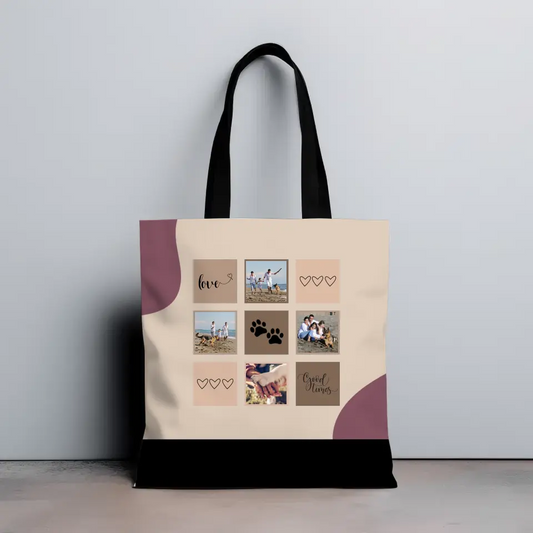 Carré grille x9 avec photos - Totebag Personnalisé