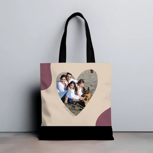 Photo coeur nos jours heureux - Totebag Personnalisé