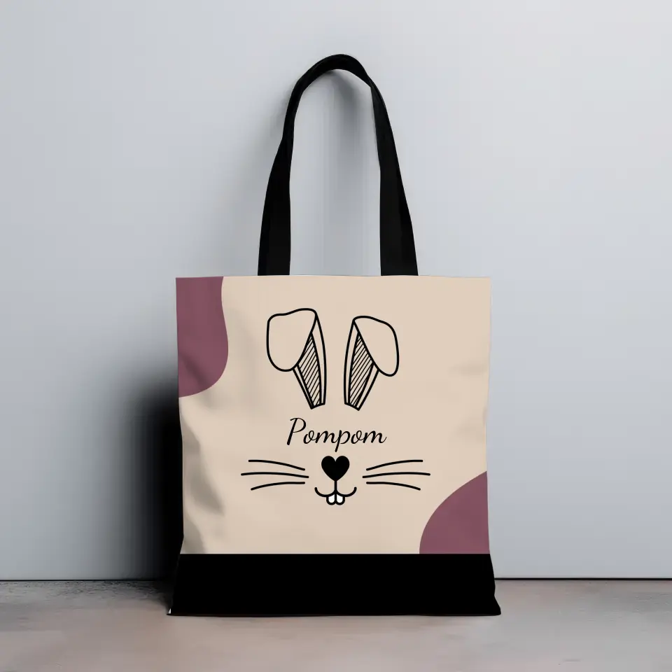 Visage de lapin avec prénom - Totebag Personnalisé