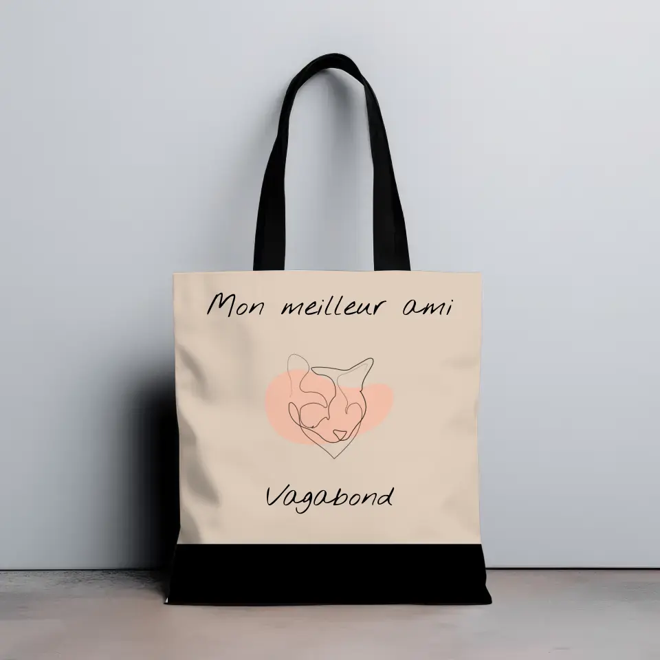 Design mnimalist avec prénom et texte libre - Totebag Personnalisé