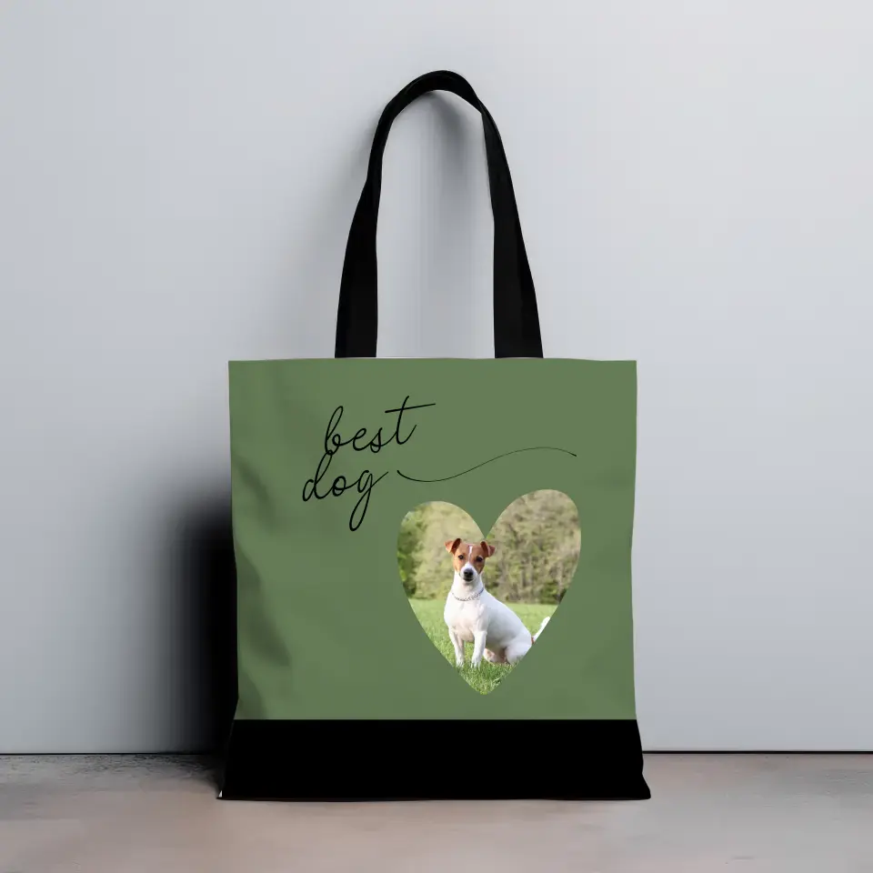 Photo coeur et best dog - Totebag Personnalisé