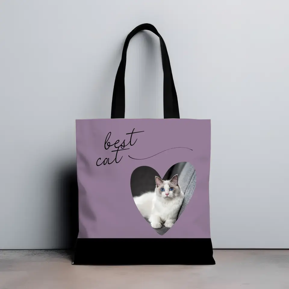 Photo coeur et best cat - Totebag Personnalisé