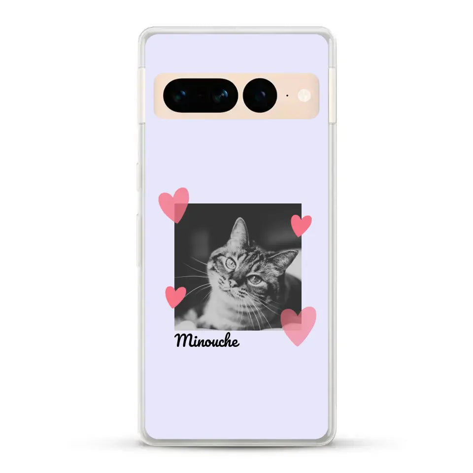 Photo carré avec coeurs - Coque de téléphone personnalisée